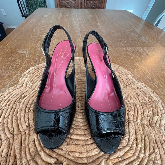 Kate Spade Black Kitten Heel Slingbacks - Picture 4 of 9